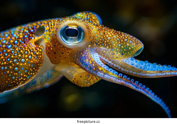A beautiful close up of a squid