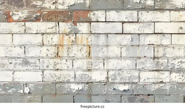 White Painted Brick Wall with Weathered Texture