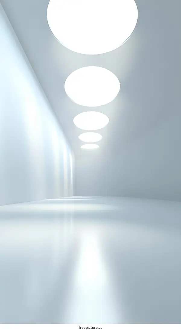 Modern Empty Corridor with Light Circles