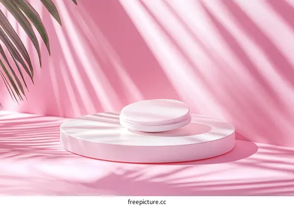 Pink Product Display Stage with Tropical Shadow