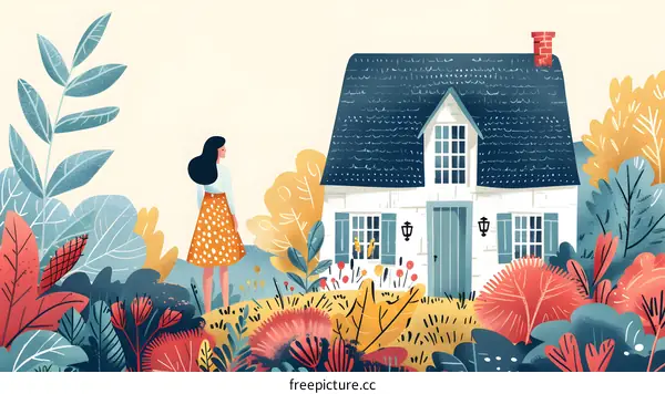 girl standing in front of a house