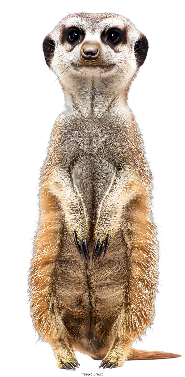 [Transparent Background PNG]Cute Meerkat Standing on White Background