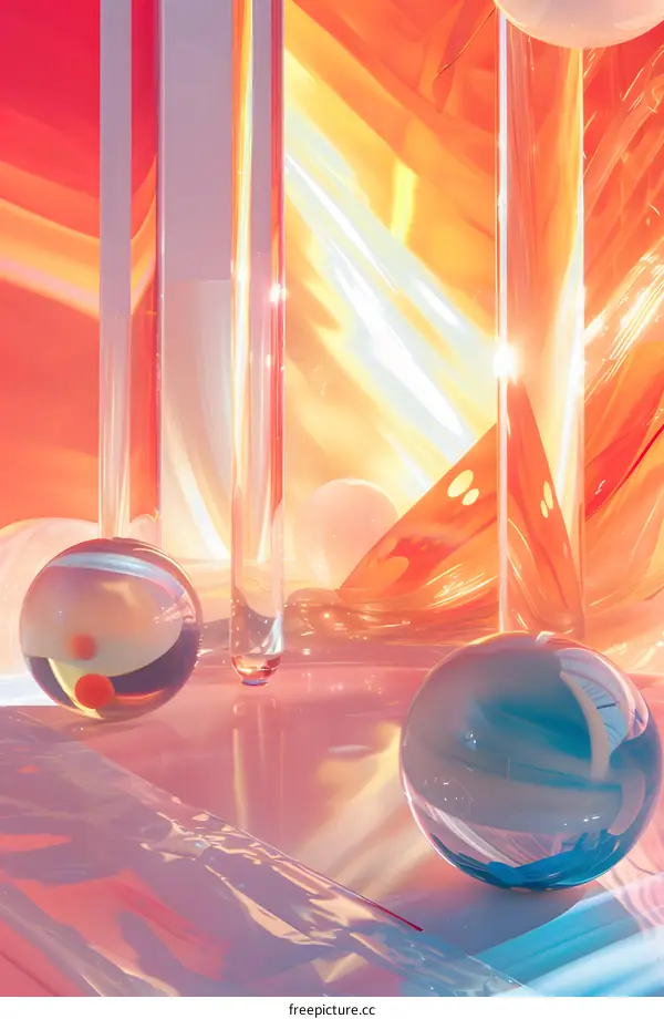 Abstract Background With Glass Spheres and Columns