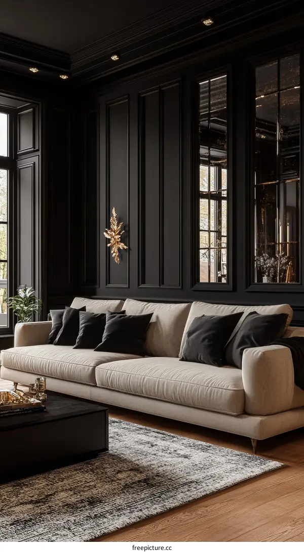 Modern Luxurious Dark Living Room Interior Design