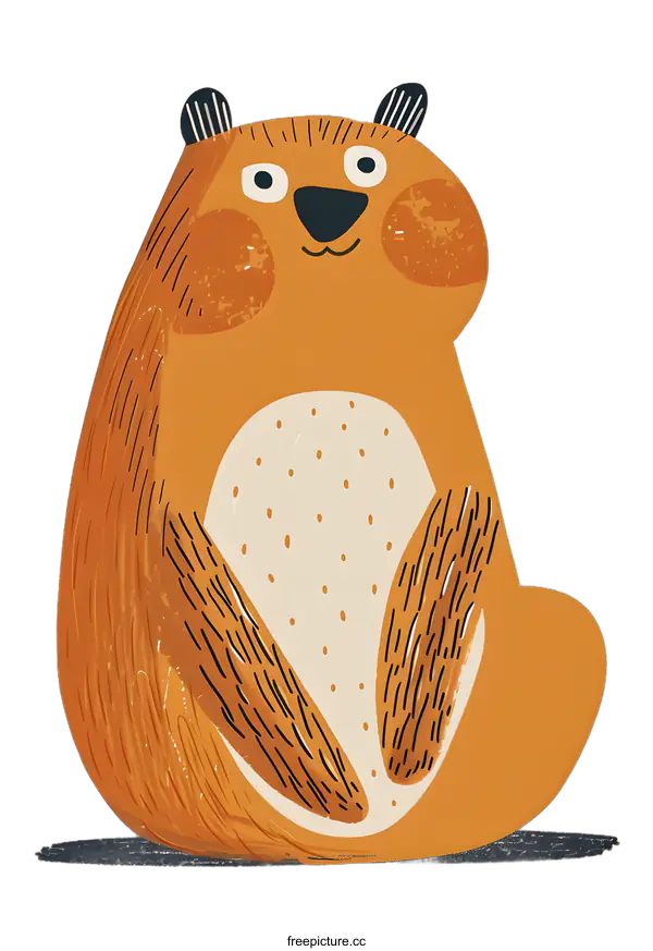 [Transparent Background PNG]Cute Brown Bear Illustration with Cartoon Style