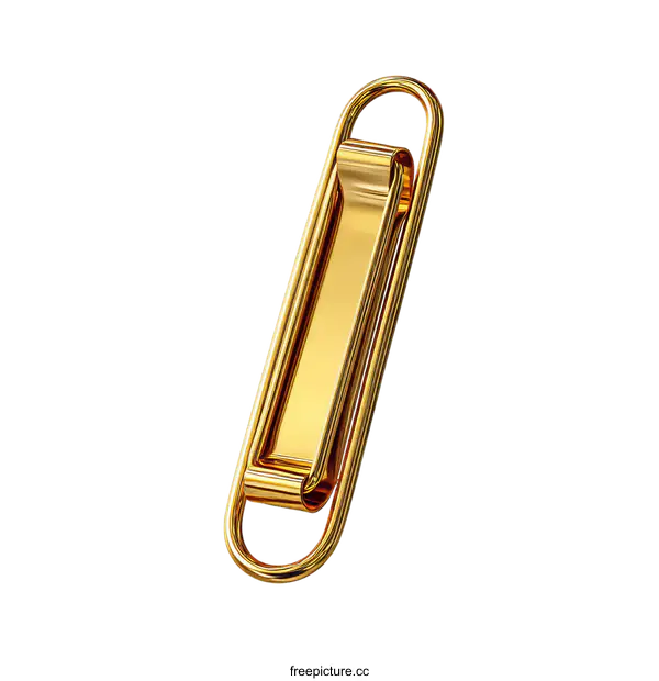 [Transparent Background PNG]Golden Paperclip Close-up Image