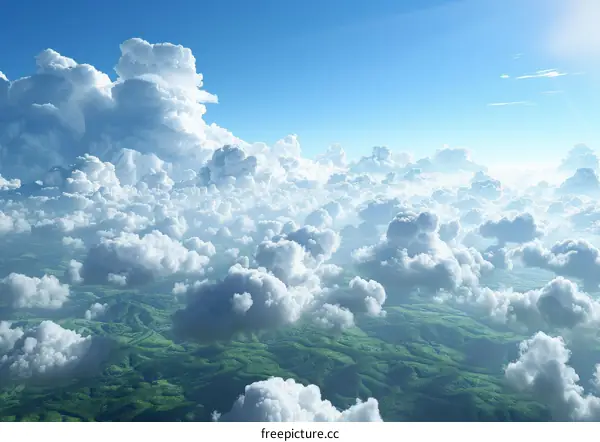 Green rolling hills and white clouds