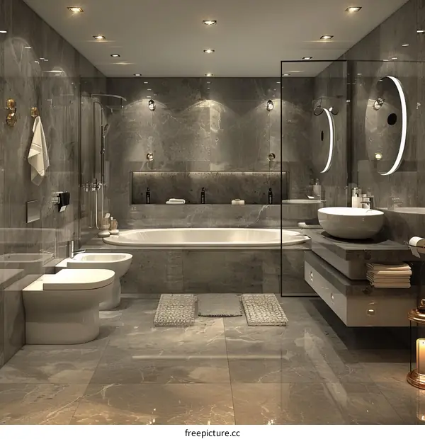 Modern Marble Bathroom with Minimalist Style
