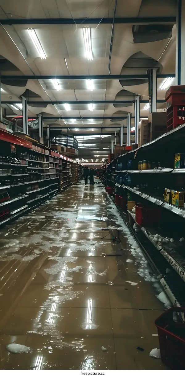 Flooded Supermarket After Rain Damage