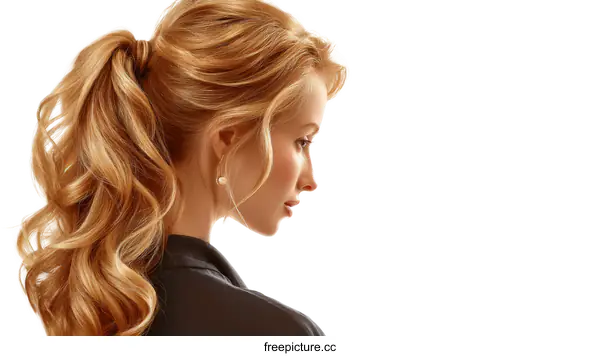 [Transparent Background PNG]Elegant Blonde Woman with Updo Hairstyle