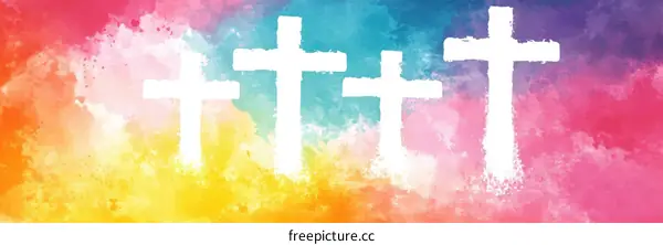 Colorful Religious Crosses Illustration