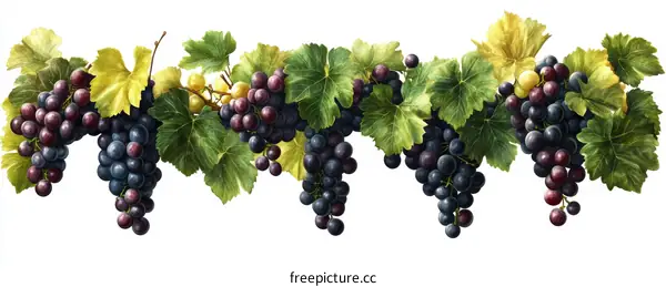 Hand-painted Grapes and Vines Border Design