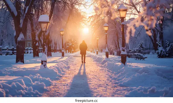 Winter Sunrise Walk in the Park