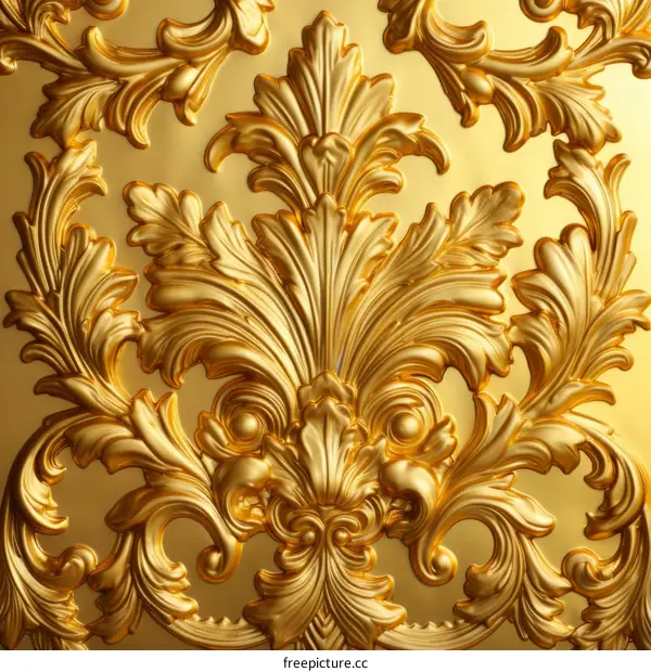 Golden Relief with Floral and Leaf Motifs