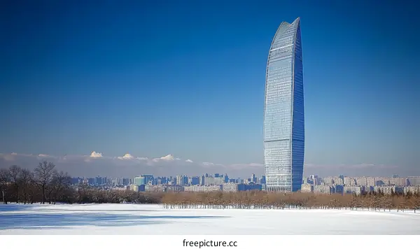 Modern City Skyline with a Majestic Skyscraper