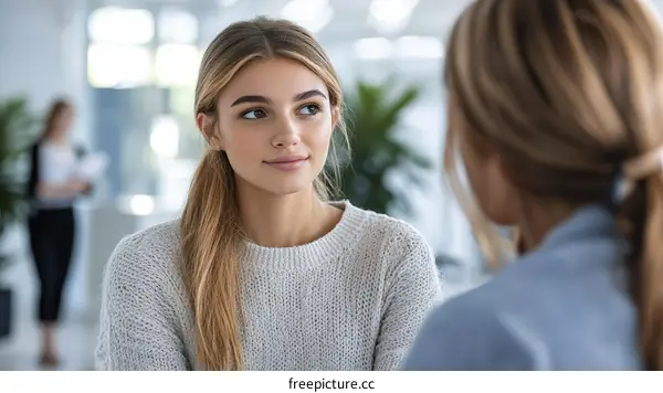 Two Women in a Discussion Meeting
