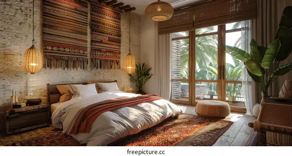 Bohemian Bedroom Interior Design Illustration