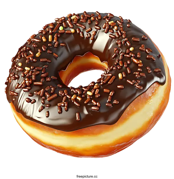 [Transparent Background PNG]Chocolate Sprinkled Donut Illustration