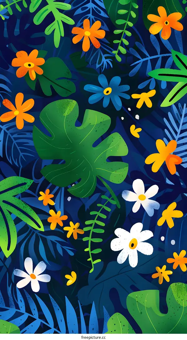 Tropical Floral Illustration Background