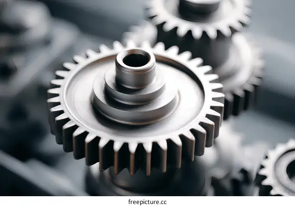 Close-up of Gears Interlocking Mechanism