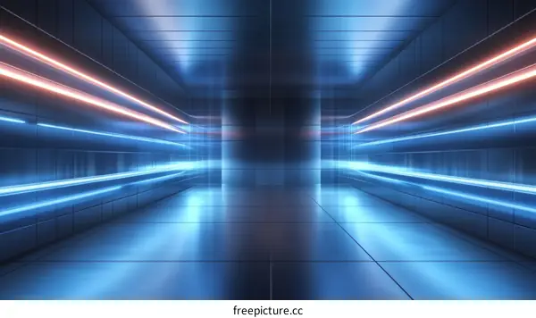 Neon Light Corridor Futuristic Abstract Scene