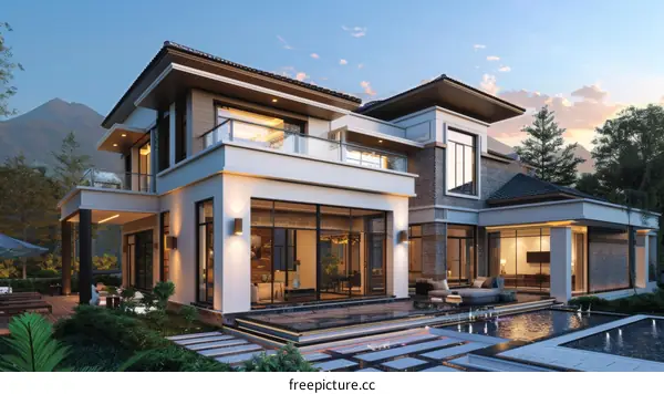 Modern Style Villa with Luxurious Courtyard