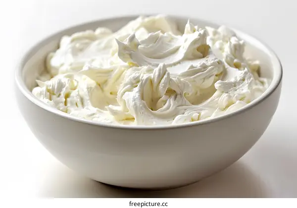 Close-up of a bowl of white cream