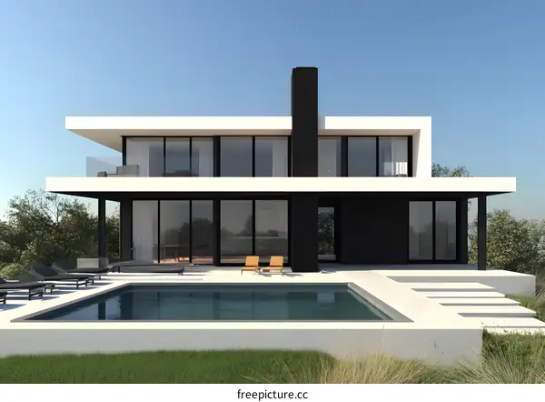 Modern Minimalist House with Pool and Landscape Design