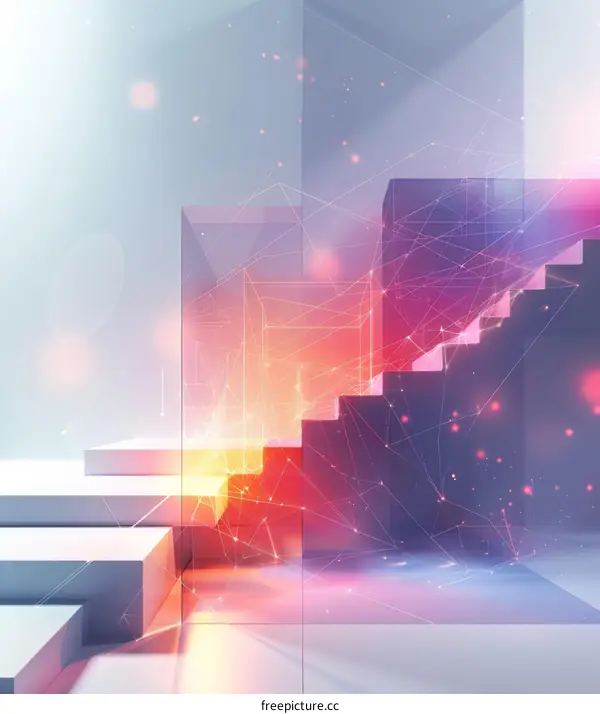 Sci-Fi Staircase with Glowing Particles