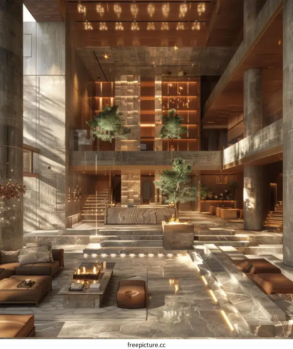 Modern Hotel Lobby with Luxurious Interior Design