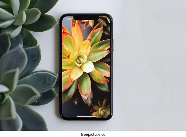 Close Up of Succulent Plants on a Smartphone Screen