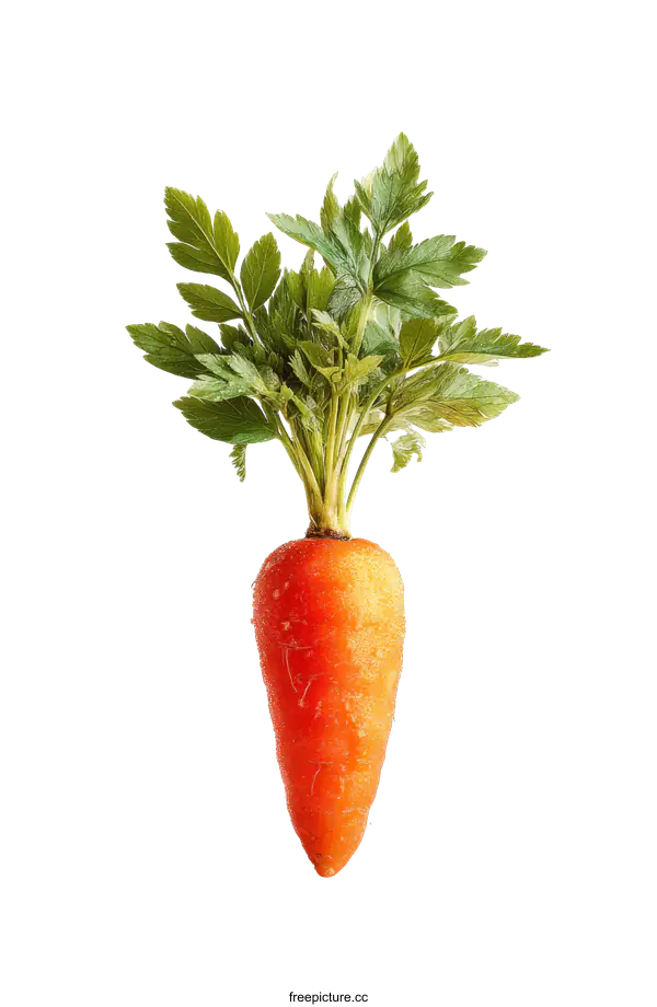 [Transparent Background PNG]Fresh Carrot with Green Leaves Studio Shot