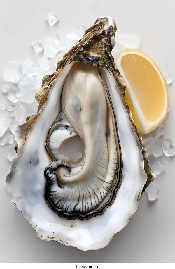 Fresh Oyster on Ice with Lemon