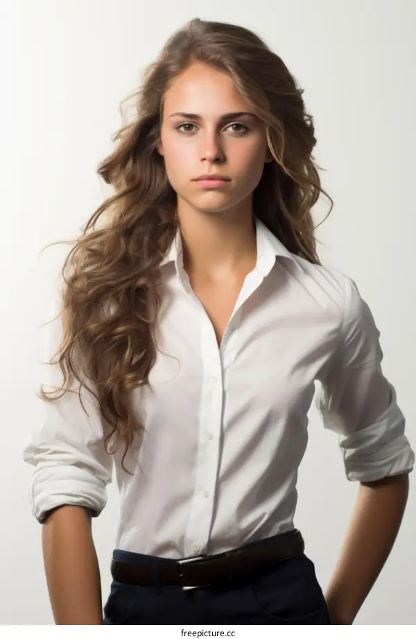 Portrait of a young woman in a white shirt
