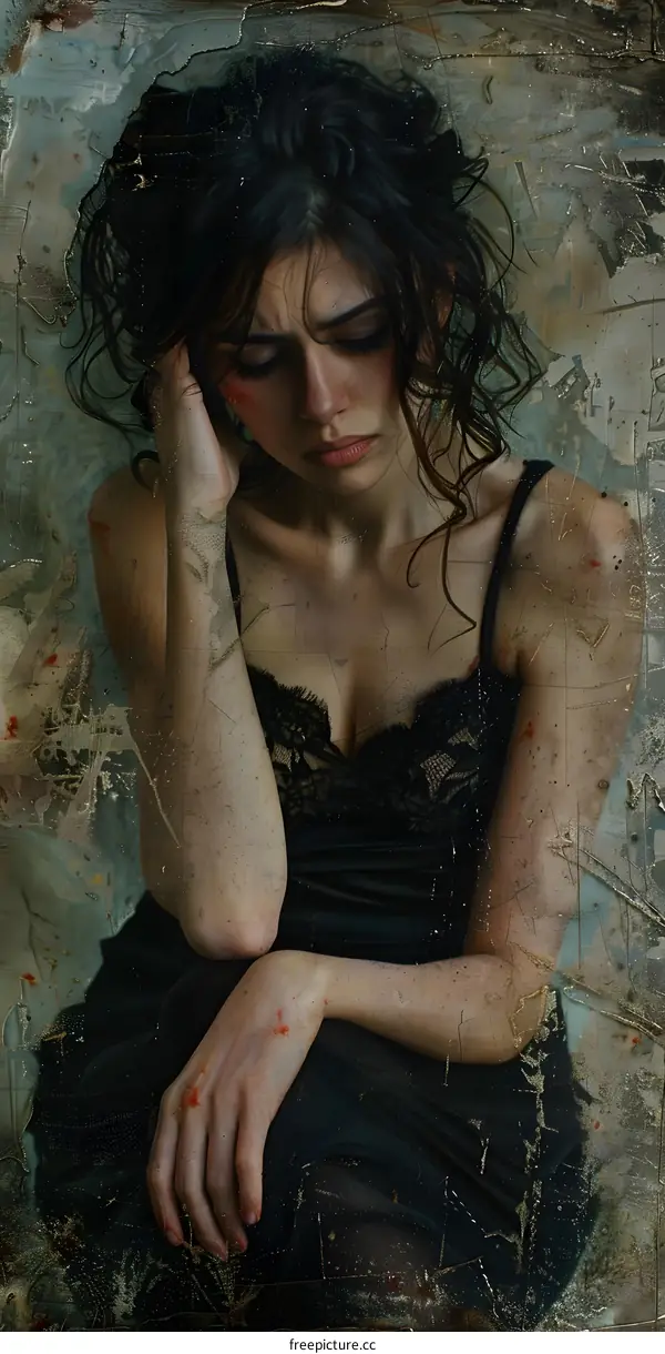 Portrait of a young woman with dark hair