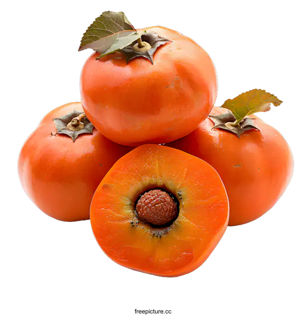 [Transparent Background PNG]Four persimmons