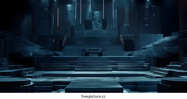 Concrete Stage With Staircase and Columns