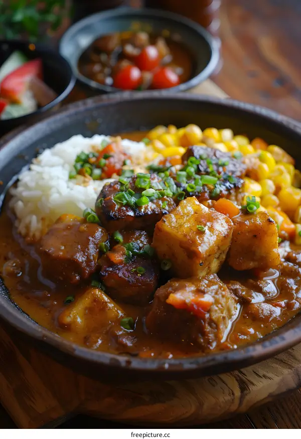 Japanese curry with pork and vegetables