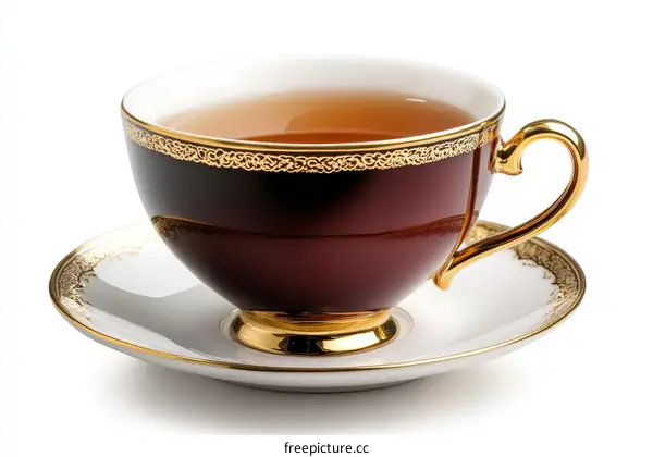 Elegant Dark Teacup and Saucer Set