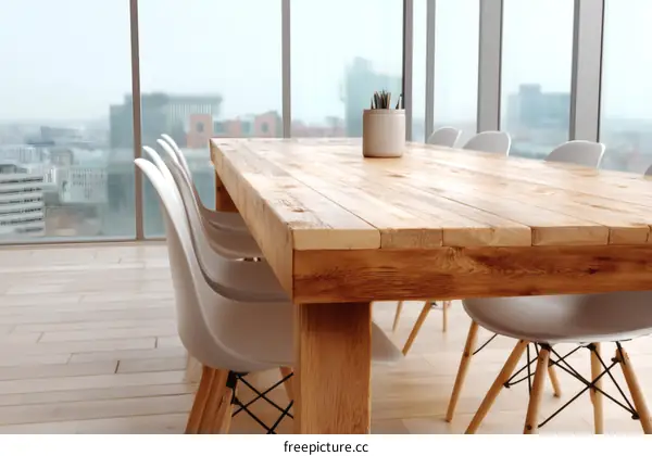 Modern Wooden Conference Table with Chairs