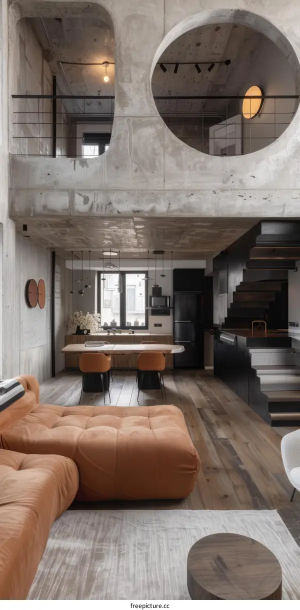 Modern industrial style apartment interior design