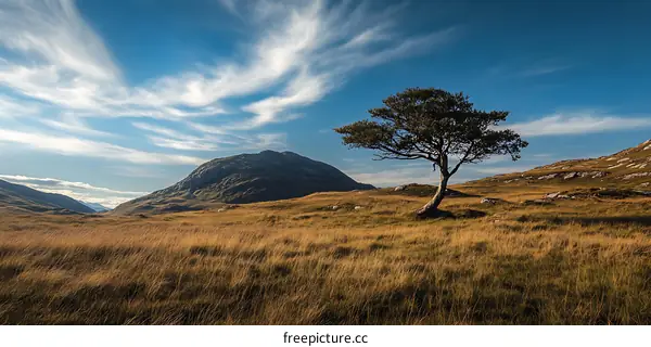 Lone Tree in a Mountain Valley
