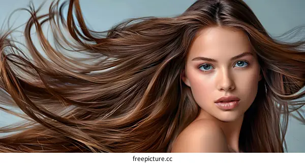 Beautiful Woman with Long Flowing Hair