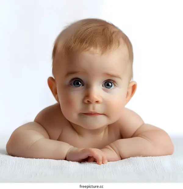 Portrait of a Baby Girl with Blue Eyes