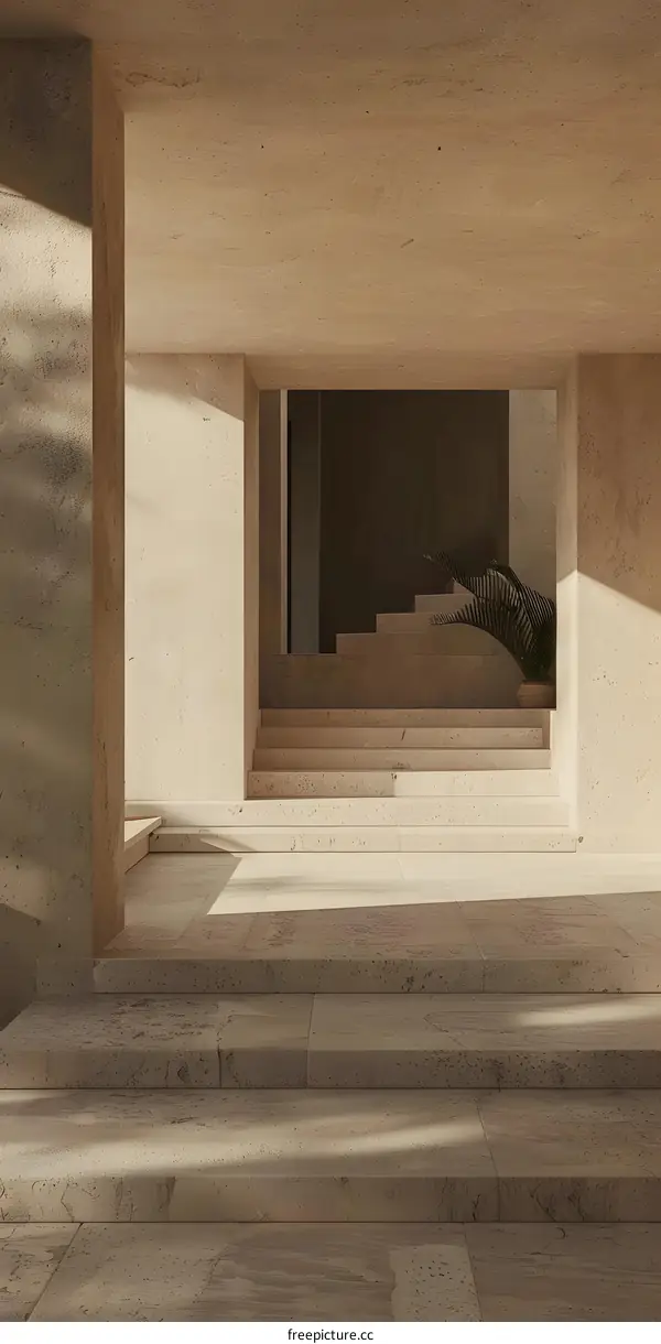 Minimalist Concrete Staircase with Natural Light