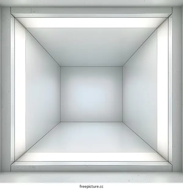 Minimalist White Room Interior Design With Bright Lights