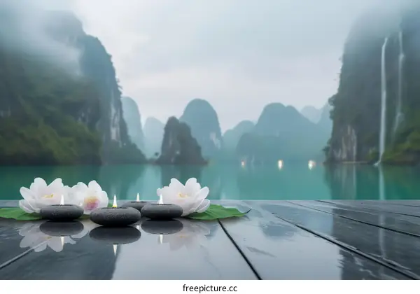 Tranquil morning at Halong Bay
