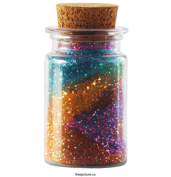 [Transparent Background PNG]Rainbow Glitter in a Glass Jar