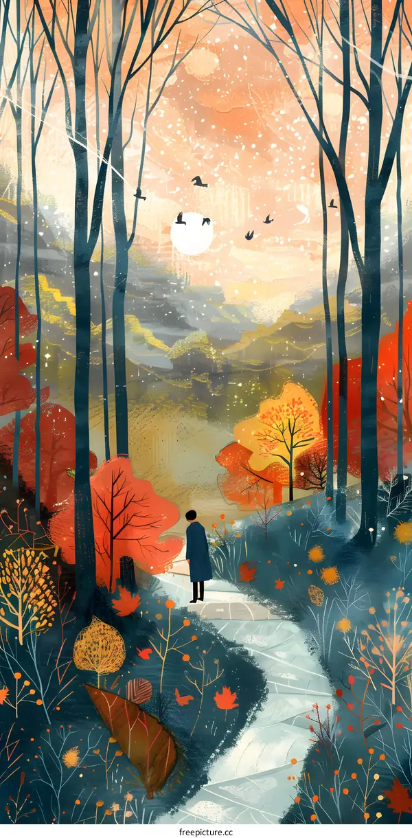 Autumn Forest Path Illustration