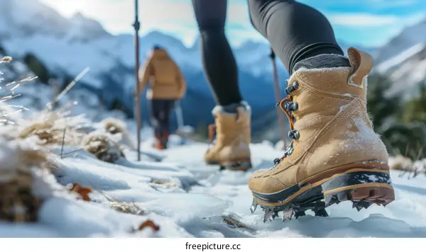 Two hikers in the snow